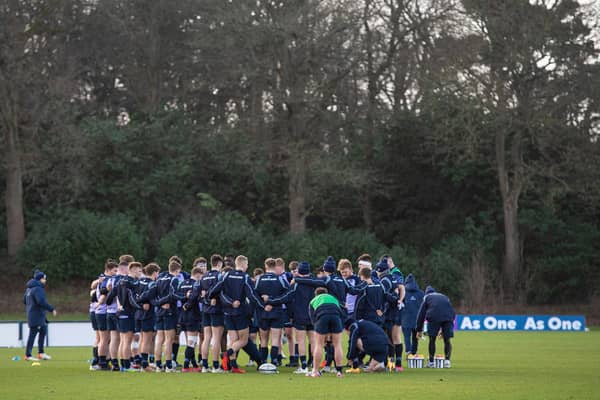 The Scotland squad prepare for Saturday's big match against England at their Oriam training base.