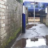 Flooding regularly covers this station entrance path in Glasgow. Picture: The Scotsman