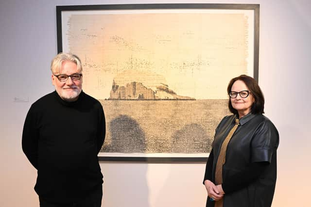 David Moore and Kate Davis with their work Bass Rock, which won the LAPECA Scottish Landscape Award PIC: Greg Macvean