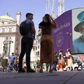 A screen in Piccadilly Circus as it displays a 7 day countdown to the Queen's Platinum Jubilee.