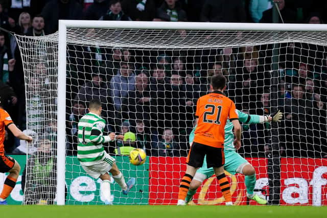 Abada fires past Benjamin Siegrist to give Celtic the winner.