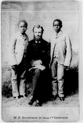 Missionary Joseph Clarke, who lived with his adopted son Tom in Morningside and three other children from the Congo. He is pictured in Aberdeen in the late 19th Century with two boys likely taken on tour with him to fundraise for mission work. PIC: Regions Beyond Missionary Work.