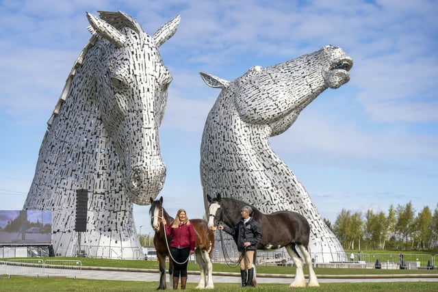 Kelly Stirling (left) and Amanda Merchant (right) with Clydesdale horses Iona and Maggie May.