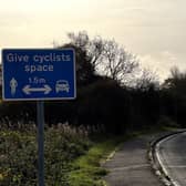 A sign used in the trial in Links Road near Longniddry. Picture: Cycling Scotland