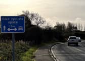 A sign used in the trial in Links Road near Longniddry. Picture: Cycling Scotland