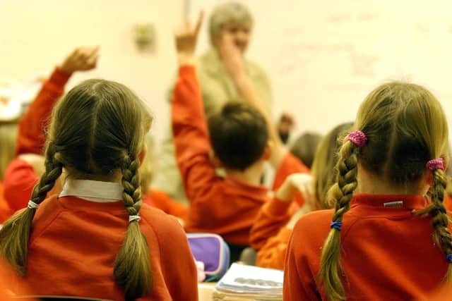 Primary school pupils during a lesson.