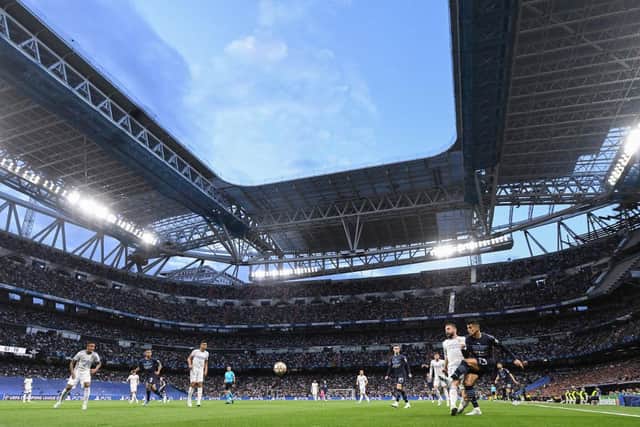 Manchester City take on Real Madrid at the Bernabeu in the Champions League semi-final. (Photo by David Ramos/Getty Images)
