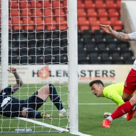 Callum Fordyce was on target as Airdrieonians won 6-2 against Falkirk.