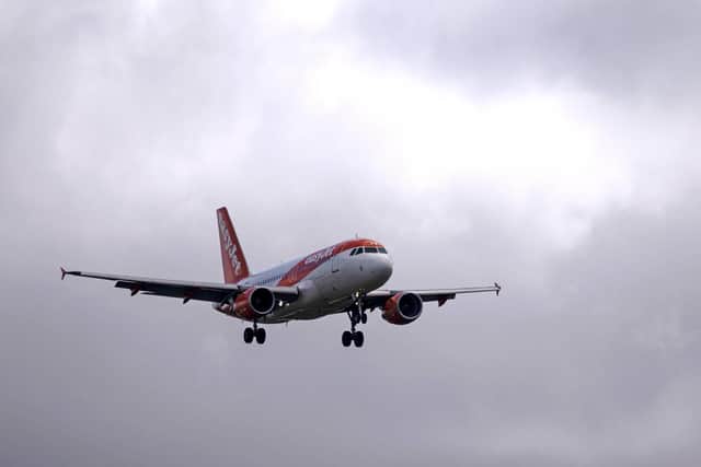 Am Easyjet passenger jet comes in to land at Gatwick Airport. Picture: Ben Stansall/AFP via Getty Images