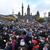 The mass climate change rally in Glasgow on Friday. Between 50,000 and 100,000 are expected to protest in the city today. PIC: John Devlin/TSPL.