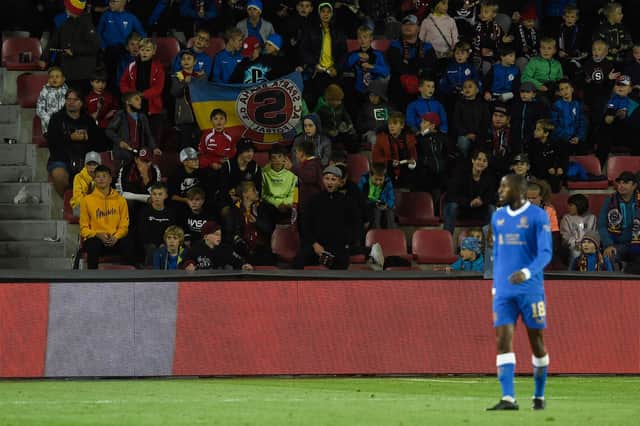 Glen Kamara's every touch of the ball was jeered during Rangers' Europa League match in Prague on Thursday before he was sent off in the 74th minute. (Photo by MICHAL CIZEK/AFP via Getty Images)