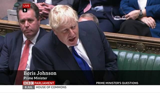 Boris Johnson faces the music at Prime Minister's Questions. Picture: BBC Parliament