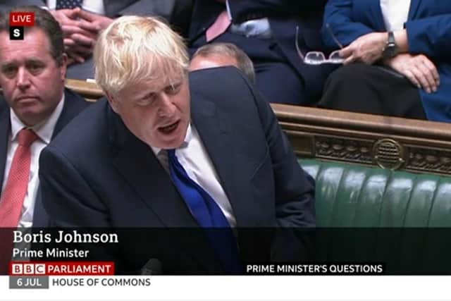 Boris Johnson faces the music at Prime Minister's Questions. Picture: BBC Parliament