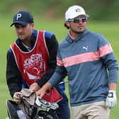 Ewen Ferguson prepares to play his second shot at the first hole in the third round of the Jonsson Workwear Open at The Club at Steyn City in South Africa. Picture: Warren Little/Getty Images.