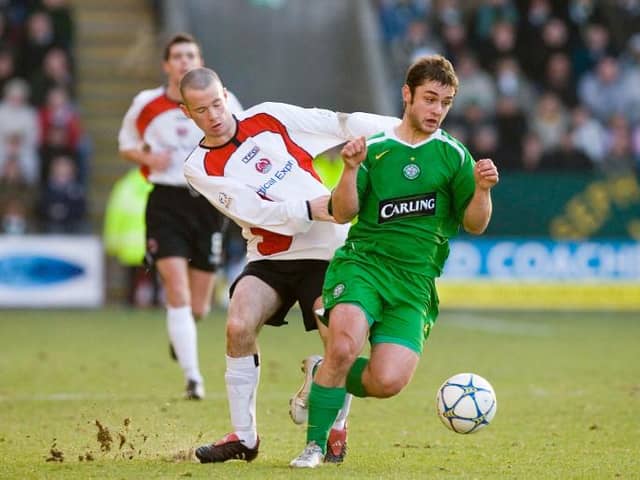 Shaun Maloney (right) holds off Clyde's Eddie Malone in one of the competition's shocks in 2006.