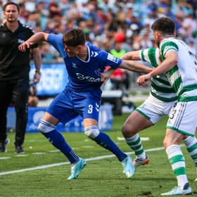 Nathan Patterson in action for Everton during the Sydney Super Cup match against Celtic at the Accor Stadium in Sydney. (Photo by DAVID GRAY/AFP via Getty Images)