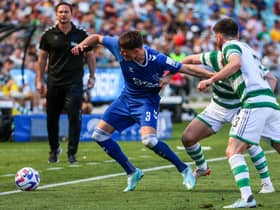 Nathan Patterson in action for Everton during the Sydney Super Cup match against Celtic at the Accor Stadium in Sydney. (Photo by DAVID GRAY/AFP via Getty Images)