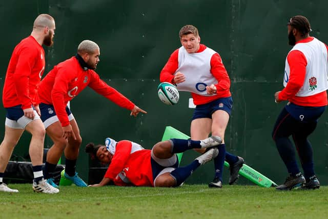 Owen Farrell is part of England's five-strong Saracens contingent who have played little rugby recently. Picture: AFP via Getty Images