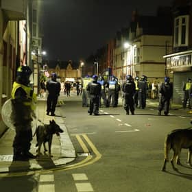 Police in Hartlepool during the disorder on July 31. Photo: PA