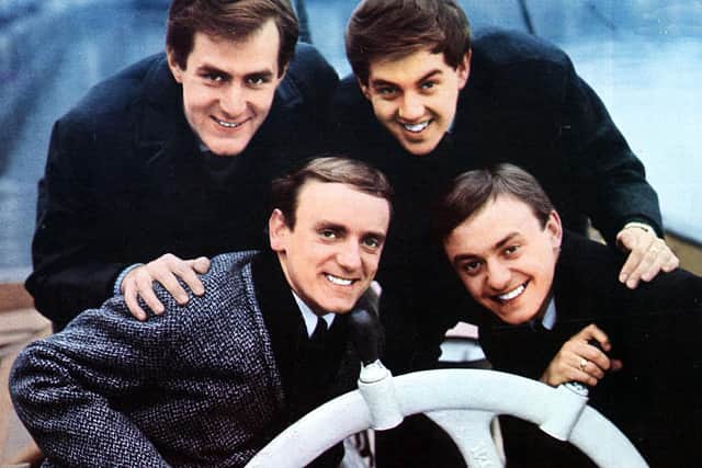 Gerry and The Pacemakers in 1964. L-R: (back) Les Maguire, Les Chadwick (and front) Freddie Marsden, Gerry Marsden (Photo: GAB Archive/Redferns)