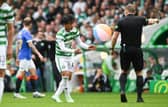 Beachballs blew from the stands onto the pitch, leading Celtic midfielder to Reo Hatate to intervene with one inflatable (Photo by Craig Foy / SNS Group)