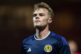 Tommy Conway won and converted a penalty kick to earn Scotland Under-21s a draw against Norway.  (Photo by Ross MacDonald / SNS Group)