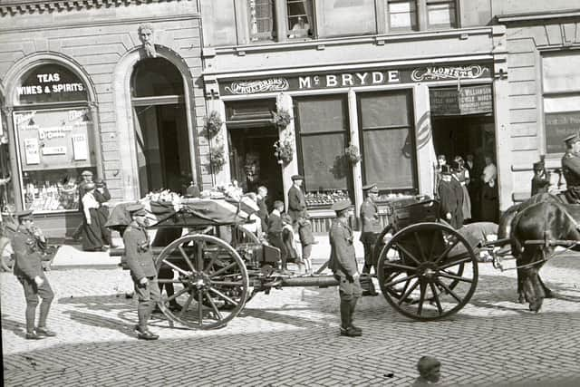 An image of the First World War funeral in Cupar, Fife taken by George Normand. Picture: George Normand/OnFife  Archives/PA Wire