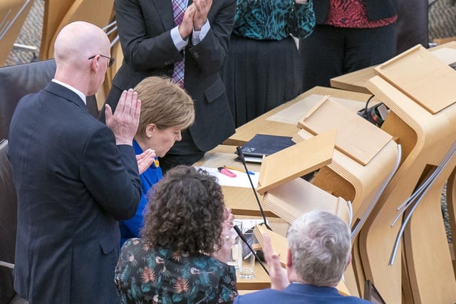 Nicola Sturgeon was given a standing ovation as she made her last speech at Holyrood as First Minister, saying holding the post for the last eight years “truly has been the privilege of my lifetime”.