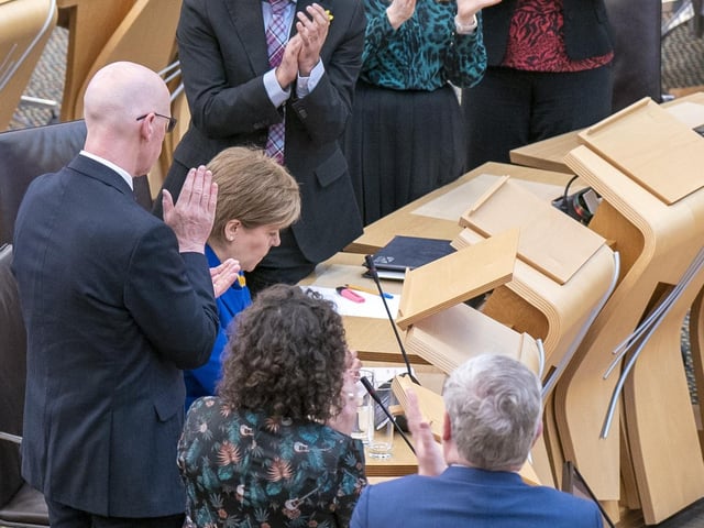 Nicola Sturgeon was given a standing ovation as she made her last speech at Holyrood as First Minister, saying holding the post for the last eight years “truly has been the privilege of my lifetime”.