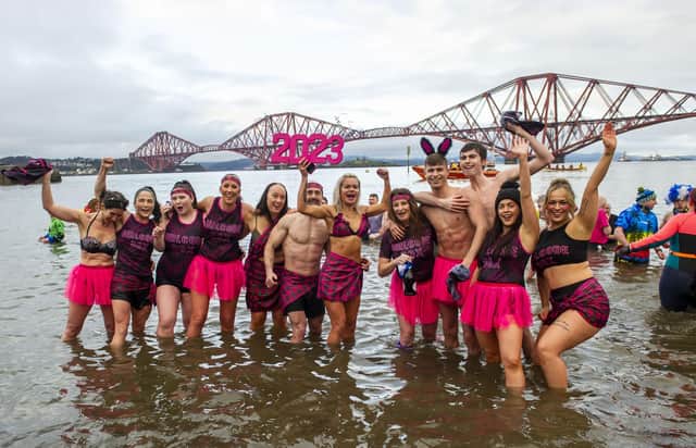 The unofficial Loony Dook at South Queensferry