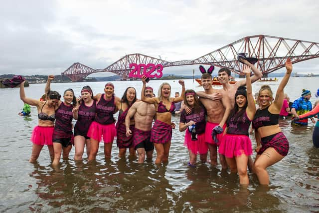 The unofficial Loony Dook at South Queensferry