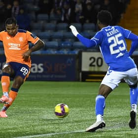 Rangers striker Alfredo Morelos scores to make it 1-1 against Kilmarnock at Rugby Park.  (Photo by Rob Casey / SNS Group)