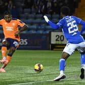 Rangers striker Alfredo Morelos scores to make it 1-1 against Kilmarnock at Rugby Park.  (Photo by Rob Casey / SNS Group)