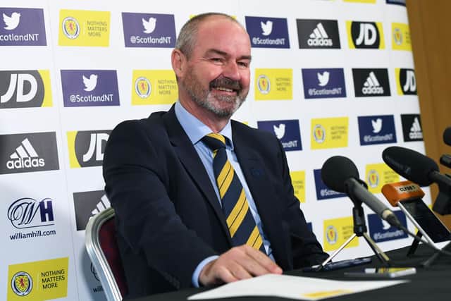 GLASGOW, SCOTLAND - OCTOBER 01: Scotland manager Steve Clarke is pictured during a Scotland press conference as he announces his squad for the UEFA Euro 2020 qualifying matches against Russia and San Marino on October 01, 2019, in Glasgow, Scotland. (Photo by Craig Williamson / SNS Group)