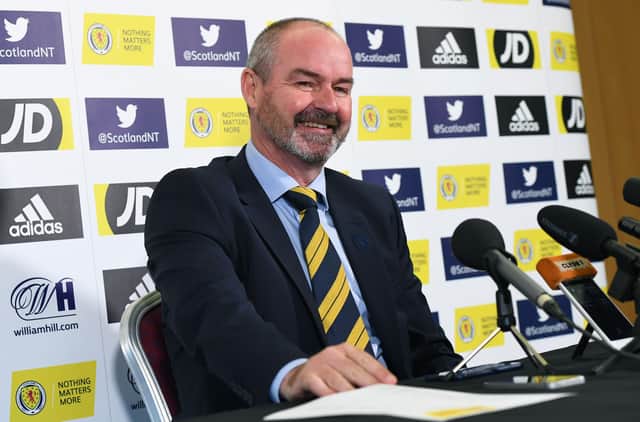 GLASGOW, SCOTLAND - OCTOBER 01: Scotland manager Steve Clarke is pictured during a Scotland press conference as he announces his squad for the UEFA Euro 2020 qualifying matches against Russia and San Marino on October 01, 2019, in Glasgow, Scotland. (Photo by Craig Williamson / SNS Group)