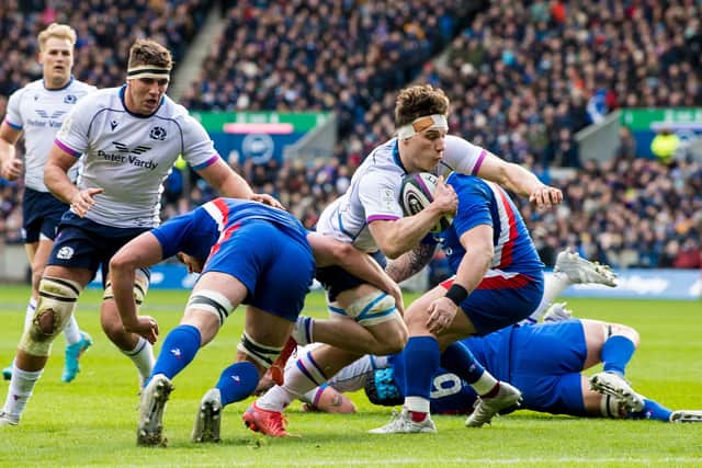 Rory Darge was outstanding against France, scoring a try on his first start for Scotland. (Photo by Ross Parker / SNS Group)