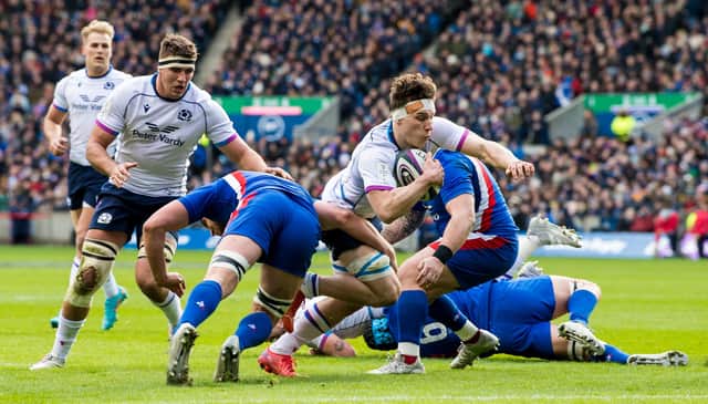 Rory Darge was outstanding against France, scoring a try on his first start for Scotland. (Photo by Ross Parker / SNS Group)