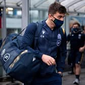 Cameron Redpath at Edinburgh Airport ahead of Scotland's flight to London for Saturday's Calcutta Cup clash. Picture: Ross Parker/SNS