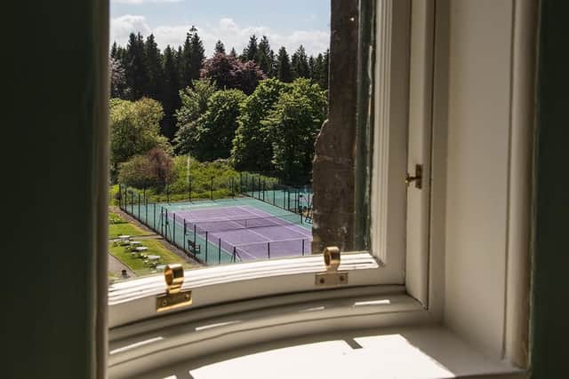 View of the tennis court from Cromlix bedroom Pic: Caroline Briggs