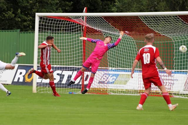 Scott Lisle scores Formartine's second goal. (Photo: Ian Rennie)