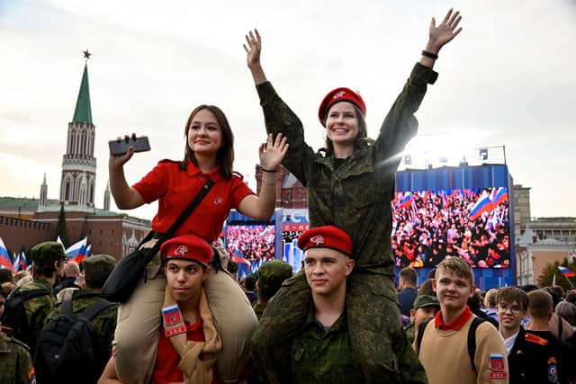 Members of nationalist youth movement Yunarmiya attend a concert in Moscow's Red Square celebrating Russia's claimed annexation of four regions of Ukraine (Picture: Alexander Nemenov/AFP via Getty Images)