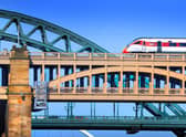 Crossing the River Tyne at Newcastle with views of the 1928 through-arch Tyne Bridge, designed by the firm that would later design the Forth Road Bridge and the 2001 Millennium Bridge, known locally as the 'winking eye'.