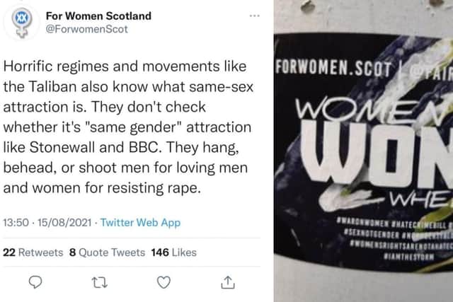 A screenshot of the now deleted tweet from For Women Scotland.