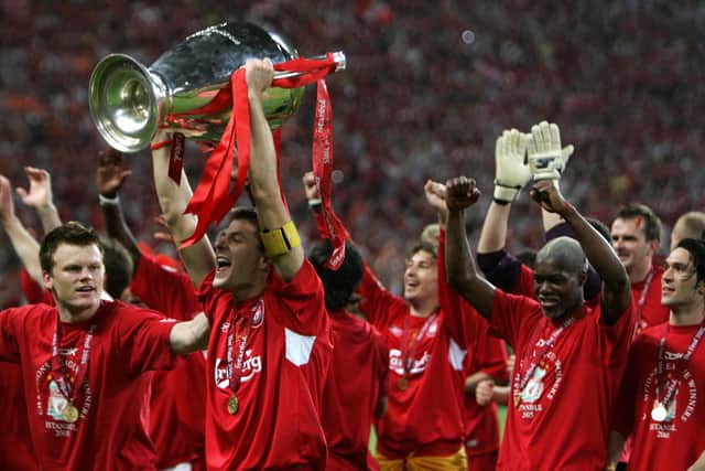 Steven Gerrard says winning the Premiership title as Rangers manager would stand alongside his achievement of winning the Champions League as Liverpool captain in 2005. (Photo by Filippo Monteforte/AFP via Getty Images)