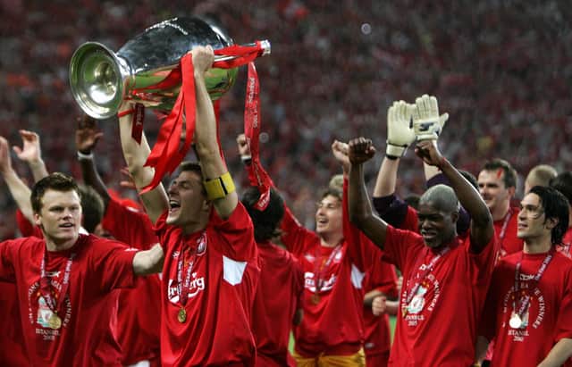 Steven Gerrard says winning the Premiership title as Rangers manager would stand alongside his achievement of winning the Champions League as Liverpool captain in 2005. (Photo by Filippo Monteforte/AFP via Getty Images)