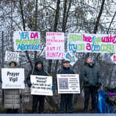 An anti-abortion protest takes place near the Queen Elizabeth University Hospital in Glasgow. Photo: Jane Barlow/PA Wire