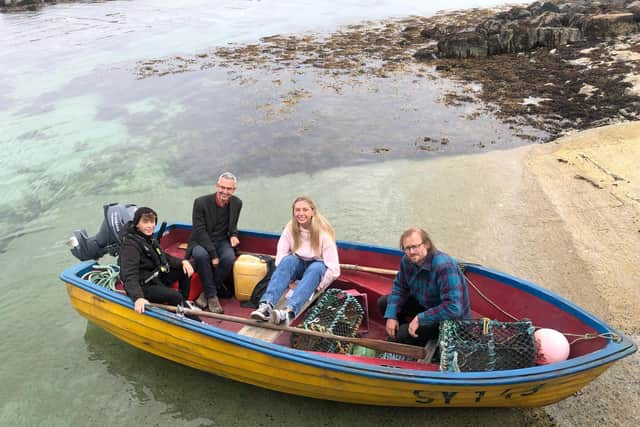 Actor Louis McCartney, producer Chris Young, actor Ella Lily Hyland and writer-director Johnny Barrington on the Isle of Lewis ahead of filming starting next week.