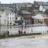 Flooded roads in Whitesands, Dumfries.