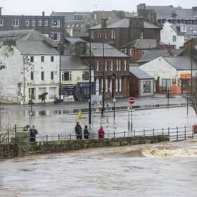 Flooded roads in Whitesands, Dumfries.