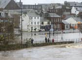 Flooded roads in Whitesands, Dumfries.